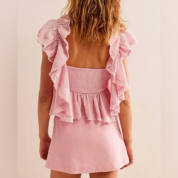 Free People 100% Cotton Make Waves Reversible Crop Top Babydoll Top - Picture 7 of 12